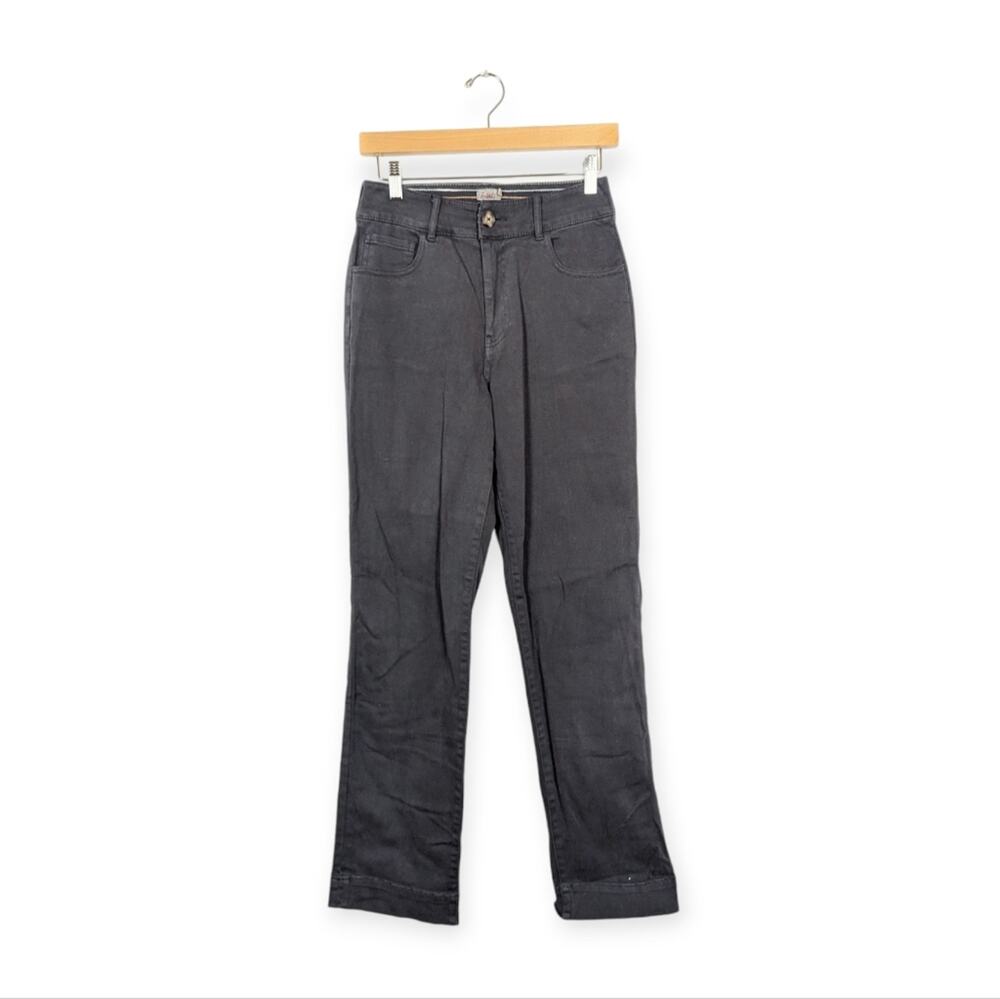 Faherty Washed Black Endless Organic Cotton High Rise Straight Leg Pants Size 26